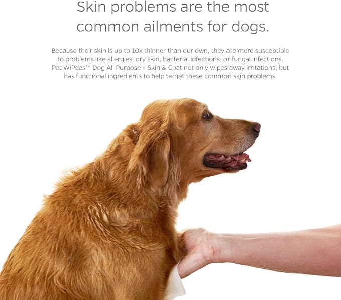 Pet Parents Dog All Purpose + Skin & Coat WiPees 100 All Natural Cleaning & Moisturizing Dog Wipes for Paws, Folds & Fur, Daily Pet Wipes for Skin & Coat Health (Calming, 100ct)