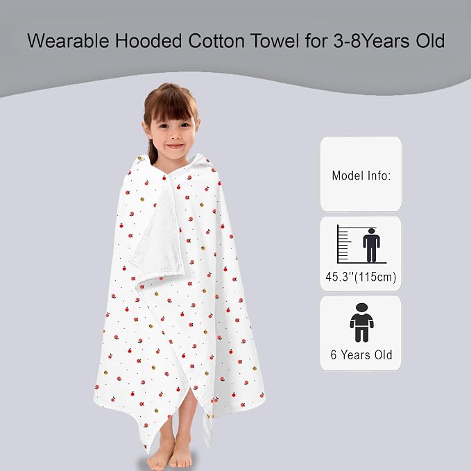 VOOVA & MOVAS Kids Bath Towel with Hood (3-8 Years) – 100% Cotton Soft Absorbent Swim Towel (30"x50") – Perfect for Pool, Beach, Bath,Orange