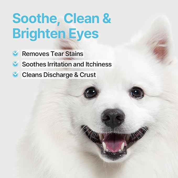 PetO’Cera Q-Eye, Eye Stain Remover for Dogs and Cats, Removes Tear Stains, Discharge, Soothes, Neutralizes Odors, Vet Approved, Korean Pet Skin Care (10.1 fl oz, 300ml)