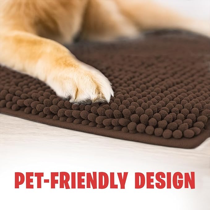 MUDGUARD MAT® Dog Door Mat for Muddy Paws, Super Absorbent Microfiber, Non-Slip Indoor Mat, Quick-Dry Chenille Rug for Pets & Entryway, Machine Washable, Choco 24" x 36"