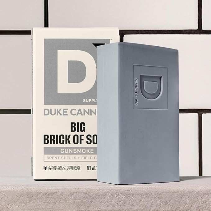 Duke Cannon Supply Co. Extra Large Bar Soap - Men's Natural Bar Soap with a Masculine Scent - Spent Shells + Field Grass - Body Soap for Men - All Skin Types - Big Brick of Soap - Gun Smoke (10 oz)