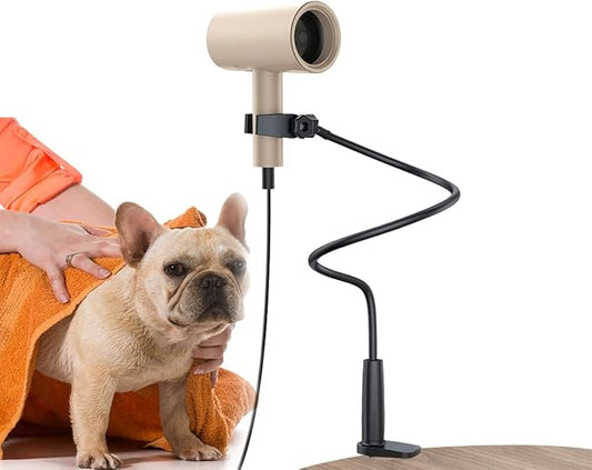 Dog Hair Dryer Stand Holder - Adjustable 31.5" Heavy Duty Blow Dryer Mount, Hands Free Pet Grooming Tool for Dogs with Secure Clamp, Fits Most Hair Dryers (Black)