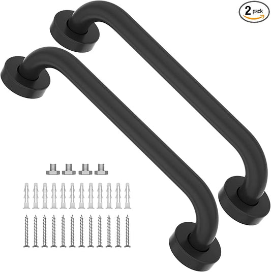 2 Pack 12 Inch Oil Rubbed Black Shower Grab Bar, iMomwee Stainless Steel Elderly Safety Bars, Bathroom Shower Balance Bar, Hand Rail Support, Handicap Senior Disabled Assist Bath Handle (1" Diameter)