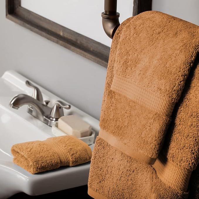 SUPERIOR Egyptian Cotton Ultra Plush & Absorbent, 3 Piece Set, Rust | Quick Dry, Soft Luxury Towel Set, Bath Essentials, Guest Bath, Spa, 1 Bath, 1 Hand, 1 Face Towels, Madeline Towels