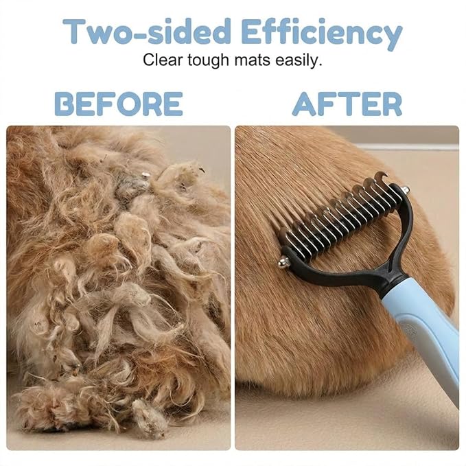 Double-Sided Pet Grooming Brush, Pro Tool For Dogs Shedding Stainless Steel Dual Tooth Undercoat Rake Detangling Comb Ergonomic Pet Grooming Brush (Orange, 2PCS)