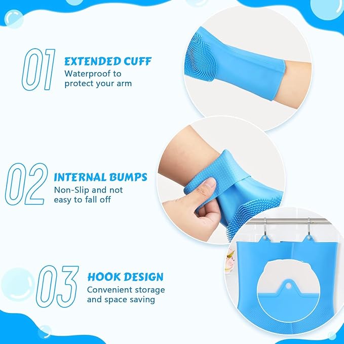 Pet Grooming Glove for Dogs & Cats – Winter Shedding Control Deshedding Brush & Hair Remover with 3,000 Soft Silicone Tips – Wet & Dry Bath Mitt – Heat Resistant & Anti-Slip – Blue