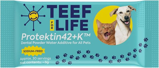 Refill Packets TEEF Protektin42K (Sodium-Free) Prebiotic Dental Powder, Plant-derived, clinically-Proven Formula Naturally Fights Bad Breath, Plaque, and Tartar, 3 Packets with 90 Servings