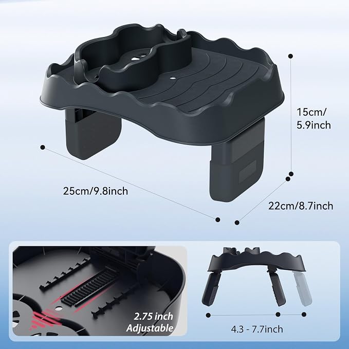 Anivia Hot Tub Table Tray, Fits 4-7 in Inflatable Spas, Gray | Accessories for Intex PureSpa, 2 Cup Holders, Drainage Holes & Non-Slip Rubber for Drinks, Phones & Snacks