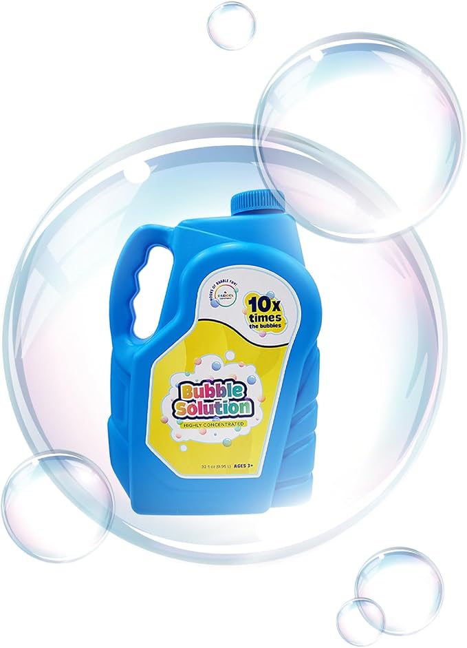The Dreidel Company 2-Pack Ready Bubble Solution Refill for Bubbles Toys, Up to 2.5 Gallon, Non-Toxic Large 32oz Ready Liquid for Bubble Machine, Bubble Guns, Wands, Bubble Lawn Mower Toy