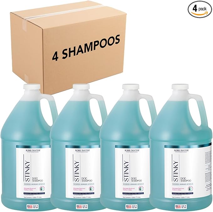 Bobbi Panter Moisture & Shine Dog Shampoo Argan Oil, Chamomile & Peppermint – Deep Nourishing Natural Formula for Soft, Shiny Coat, Tear-Free, 20:1 Concentrate, 1 Gallon (Case of 4)