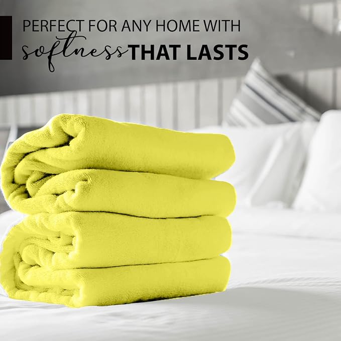 KAHAF COLLECTION 100% Cotton Bath Towels, 24x48 Pack of 6 Towels, Quick Dry, Highly Absorbent, Soft Feel Towel, Gym, Spa, Bathroom, Shower, Pool, Luxury Soft Towels (Yellow, 24x48-6 Pack)