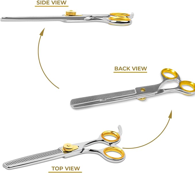 Professional Cat and Dog Grooming Scissors 6.5" 42-Tooth heavy-duty Thinning Scissors for Dogs and Cats, 440c Japanese Steel Comfortable Long-Lasting Sharpness for Years