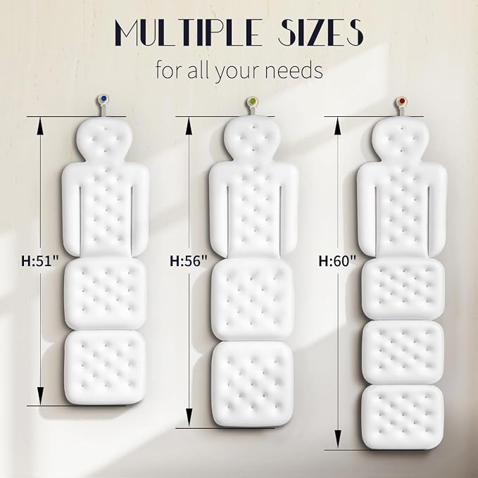 Full Body Bath Pillow for Bathtub, Thick Bathtub Cushion, Luxury Tub Pillow for Bath for Headrest Neck and Back Support White 60" x 16"