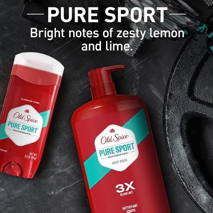 Old Spice Moisturizing Body Wash for Men, Hydro Wash, 2-in-1 Long Lasting Scent & Powerful Hydration to Fight Dry Skin, 24/7 Shower Fresh, Pure Sport Scent, 16 oz (Pack of 4)