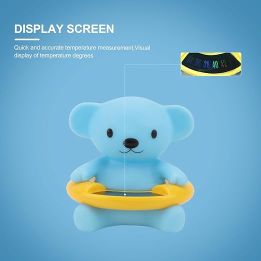 SUPVOX Bear Shaped Bath Thermometer for Babies, Lovely Water Temperature Gauge, Sky-Blue Shower Water Thermometer, Safe Bathing Temperature Tester for Bathtub