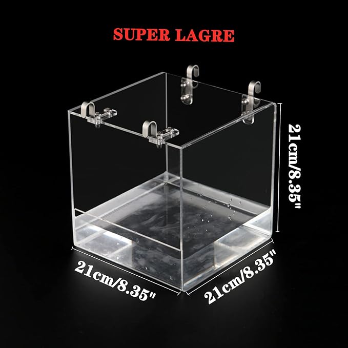 GURECOD Hanging Bird Bath Cube Bird Bathtub Bath Shower Box Bowl Cage Accessory for Little Bird Canary Budgerigar Parrots Crested Myna Cockatiel Lovebird Parakeet Bath (X L)