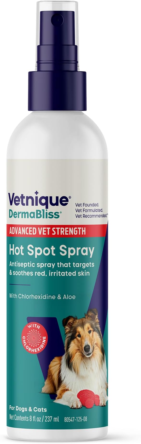 Vetnique Dermabliss Hot Spot Treatment Spray for Dogs Cats, Skin Relief | 4% Chlorhexidine Antiseptic Spray & Antibacterial Dog Spray, Hot Spot & Wound Care, Skin Irritation & Itch Relief, No-Sting