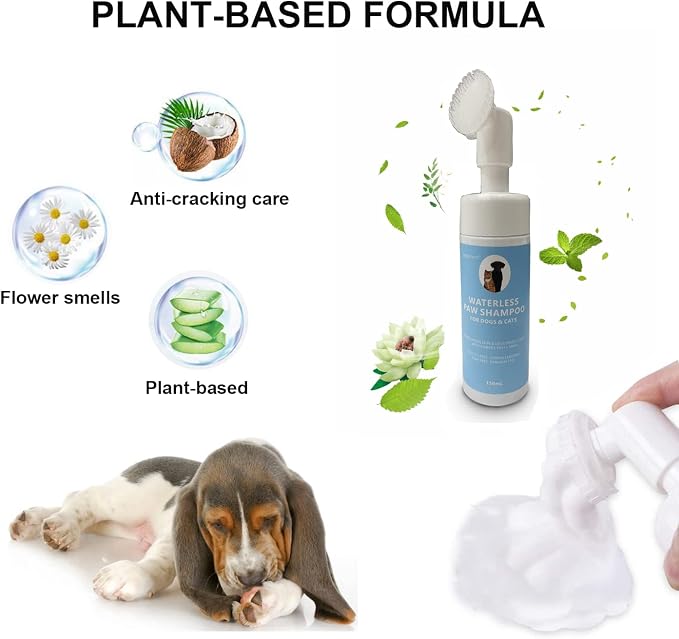 2 Pack Pet Paw Cleaner for Dogs & Cats, Waterless Foam with Silicone Scrubber, Dogs Cats Feet Paw Cleaner