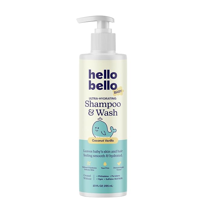 Hello Bello Baby Premium Shampoo & Wash, Gentle Coconut Vanilla Scent, 10oz Bottle