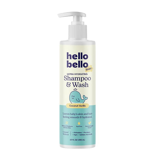 Hello Bello Baby Premium Shampoo & Wash, Gentle Coconut Vanilla Scent, 10oz Bottle