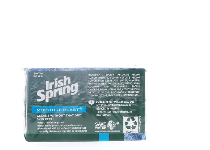 Irish Spring Deodorant Soap Moisture Blast 3.75 oz 3 bar (2 pack)