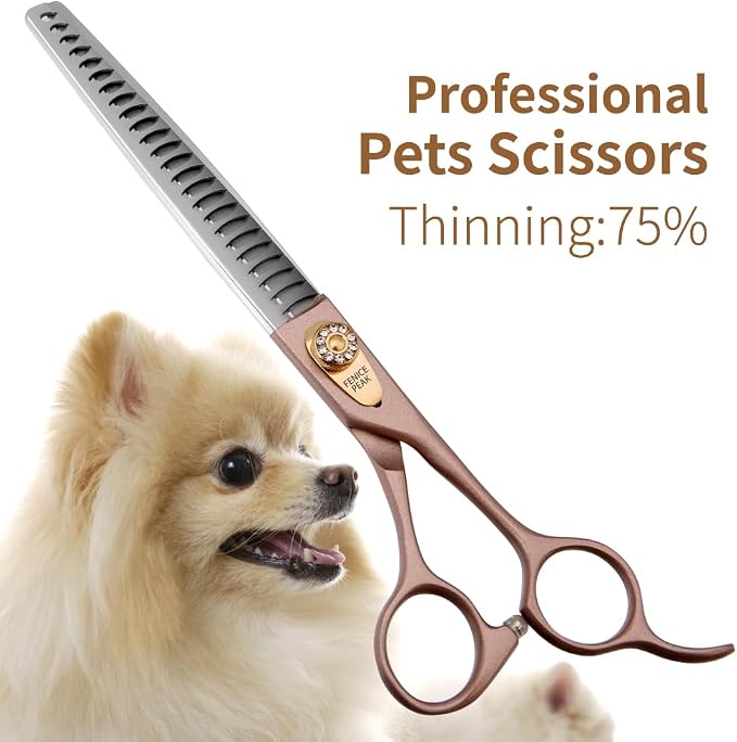 Thinning Shears for Dogs and Cats Rose Gold Pet Grooming Scissors Chunkers Shears 440C Stainless Steel Professional Dog Trimming Scissors 8''