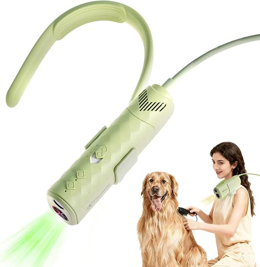 Dog Dryer for Pet Grooming,Pet Neck-Hanging Hair Dryer,Alternating Hot and Cold Airflow.Handheld & Hands-Free.Low-Noise, Ultra-Lightweight.High Wind Speeds.Adjustable Heat & Speed