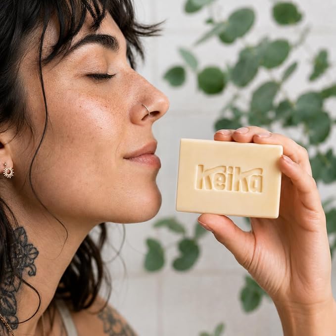 Keika Eucalyptus Soap Bar for Face & Body, Natural Refreshing Spa Bath & Shower Cleanser, 5 oz.