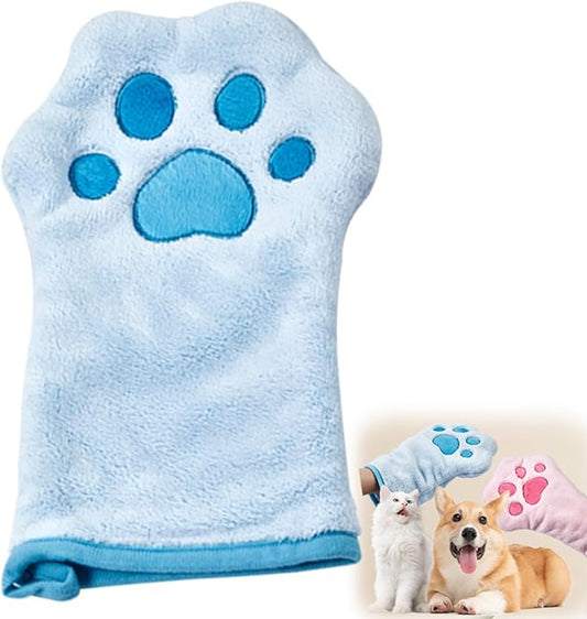 Grooming Towel for Drying Pets – Ultra Absorbent Dog Towel with Embroidered Microfiber Design, Ideal for Small Dogs and Cats, Machine Washable, Blue, Tow01
