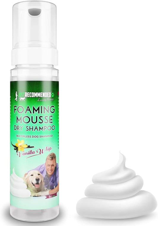 Vet Recommended Waterless Dog Shampoo, No Rinse Dry Foam Spray Mousse (8 Oz) - Vanilla Whip - Make Your Dog's Coat Clean, Silky and Smooth. Made in USA