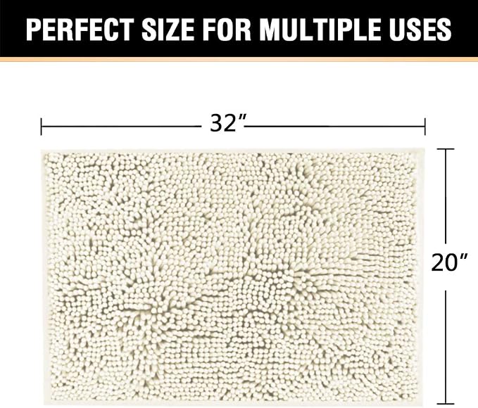 H.VERSAILTEX Cream Bath Mat Soft Shaggy Bathroom Rugs Rugs Luxury Microfiber Washable Bath Rug for Floor Bathroom Bedroom Living Room, 20 x 32 inches