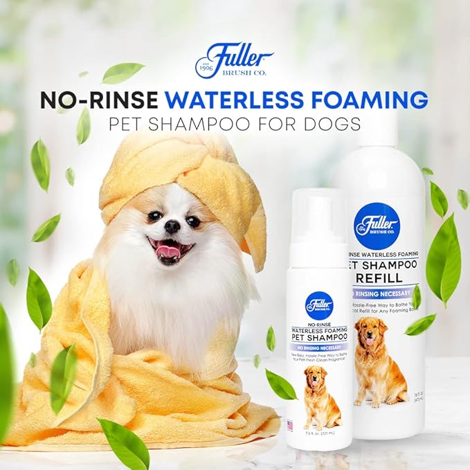 Fuller Brush No‑Rinse Waterless Foaming Pet Shampoo – 16 oz Refill Bottle, Dry Shampoo for Dogs Cleans, Conditions & Moisturizes – Fresh Clean Fragrance (6 Refill Bottles)