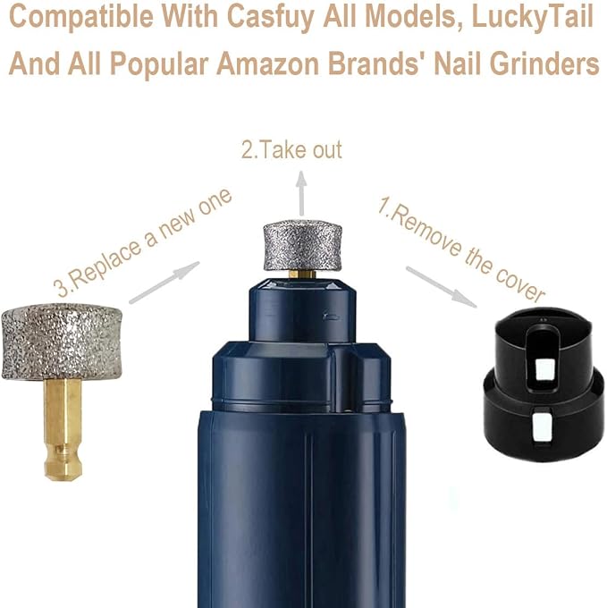 Dog Nail Grinder Replacement Heads/Tips - Designed for Large Dog with Thick, Tough Nails - for Casfuy, LuckyTail and Most Brands' Cat/Pet/Dog Nail Grinders