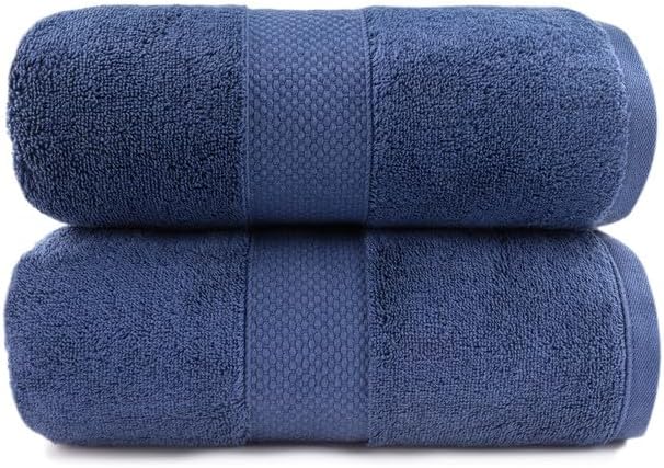 Maisonette Loft 100% Egyptian Cotton Turkish Bath Sheets - Soft, Absorbent Oversized Bathroom Towels - Ideal Quick Dry Extra Large Luxury Bath Towel Set for Shower - (35" x 70", 2 Pack) - Navy