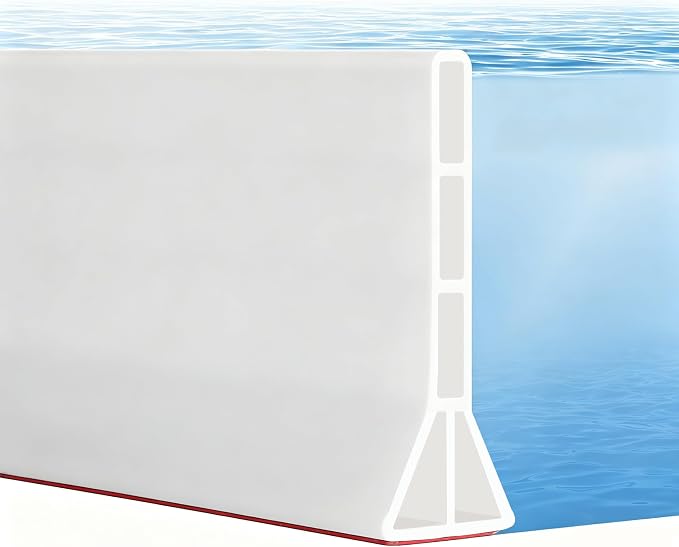 4'' High Shower Threshold Water Dam, 67" Long Collapsible Shower Water Splash Guard, Self-adhesive Shower Barrier