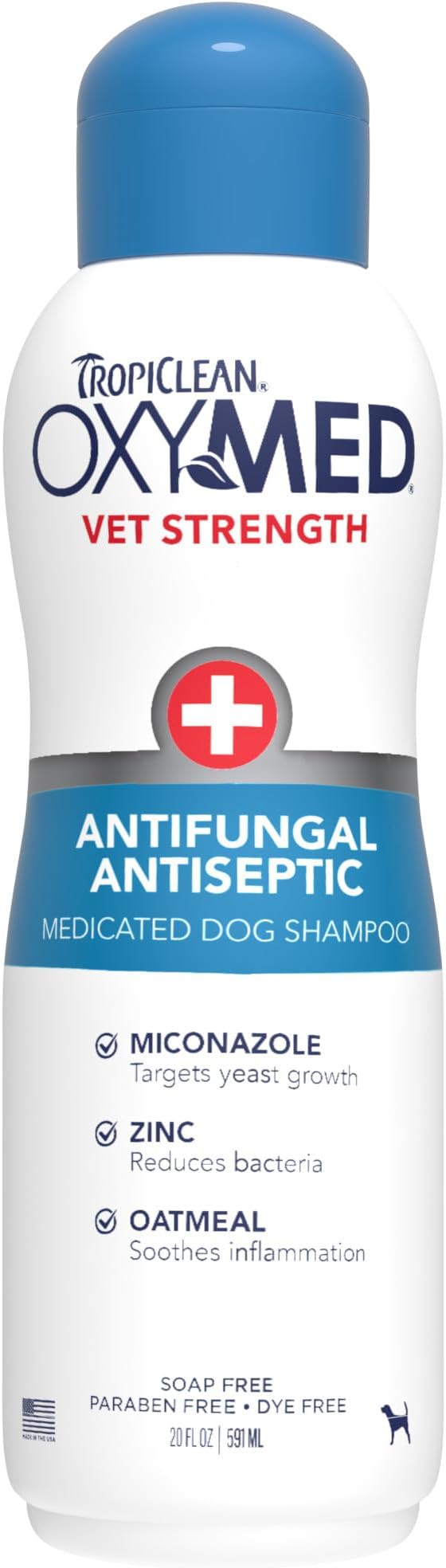 OxyMed Medicated Antifungal Dog Shampoo, Yeast Dermatitis Treatment for Dogs, Deep Cleaning & Healing Formula with Miconazole, Zinc & Oatmeal, 20oz