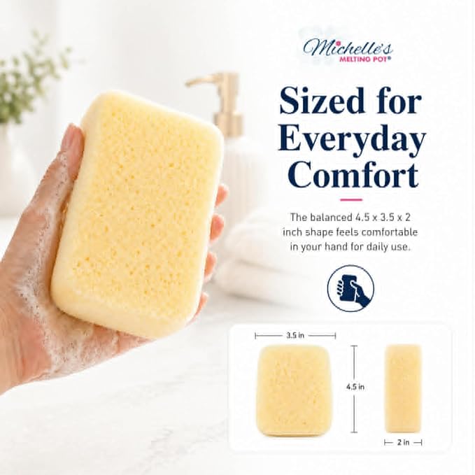 Michelle's Melting Pot Foam Bath Sponge Shower Sponge 3 Count (Smooth Yellow)