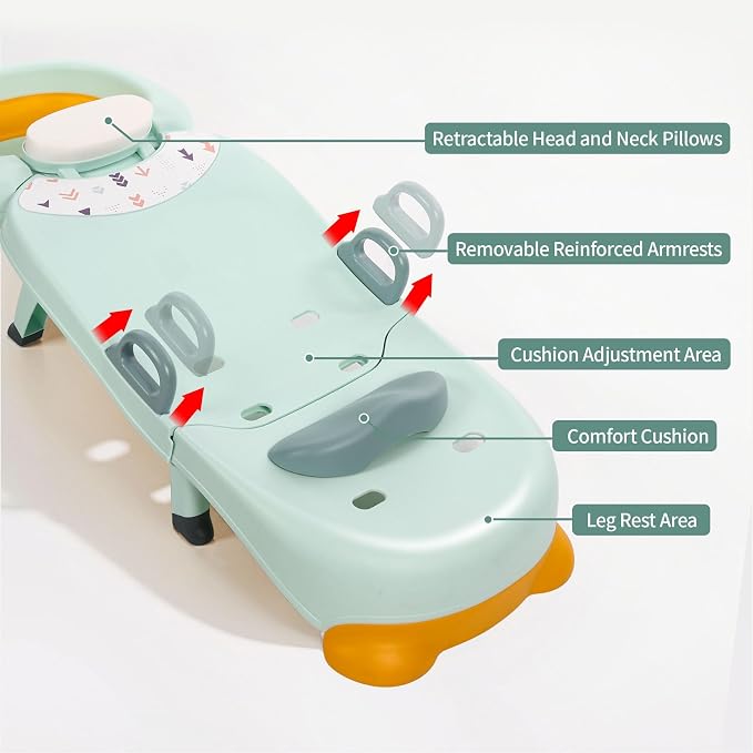 Hair Washing Station for Kids Children's Shower Seat Adjustable Children Shampoo Chair Bath Seat Household Foldable for 1 to 16 Years Old