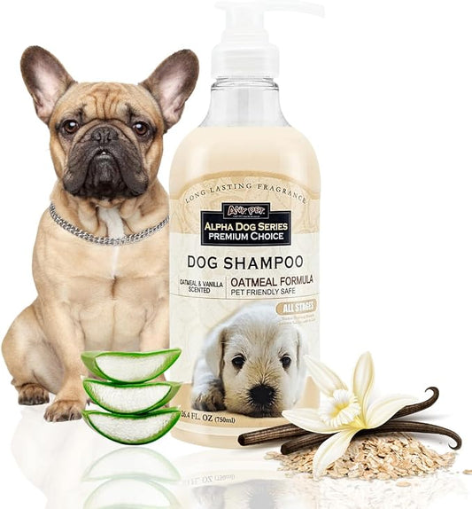 Oatmeal Grooming Natural Dog Shampoo and Conditioner with Aloe Vera, pH balanced Shampoo for Dogs, Tear-Free, Moisturizing Dog Shampoo for Sensitive Skin - 26.4 Oz