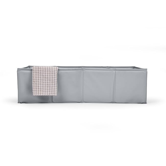Ingenuity Tuckaway Toddler Folding Tub, Converts Shower to Tub, Folds to Store, Easy to Clean, No Assembly Required, Portable Baby Bathtub for Travel, 12M-5Y, Gray