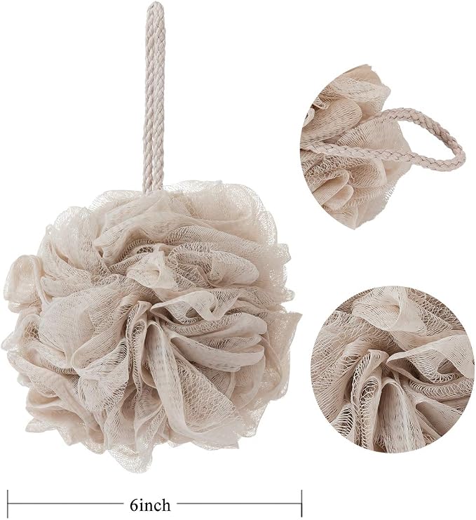 Bath Sponges, Shower Loofah for Body Exfoliation(3 pcs, Brown&Gray&Pink)
