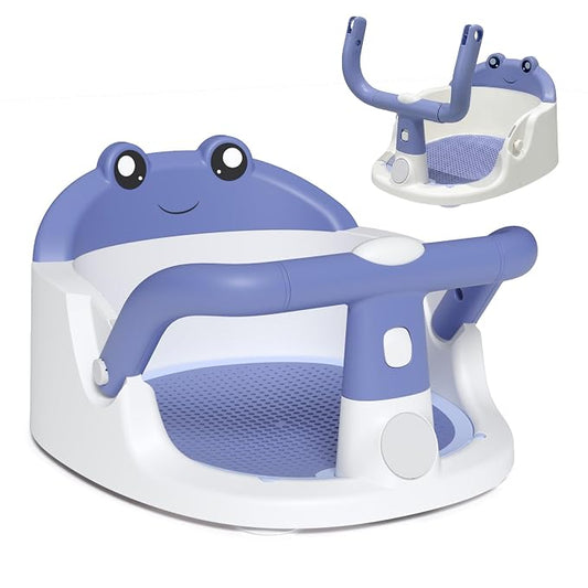 Baby Bath Seat for Babies 6 Months & Up, Non-Slip Toddler Bath Seat with Suction Cup, Safe and Comfortable Portable Infant Bathtub Chair for Bathroom, Bathtub Tub Sitting Up (Blue)