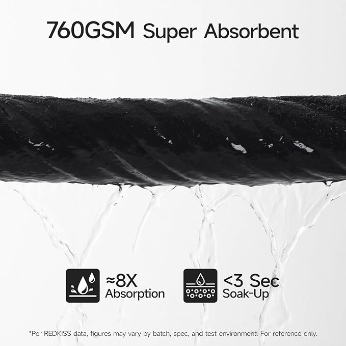 REDKISS 8 Piece Cotton Towel Sets for Bathroom - 2 Oversized Bath Sheets (35x70 in), 2 Hand, 4 Washcloth, Super Soft Quick Dry Highly Absorbent Balck Bath Towel Set for Home Gym Dorm Spa