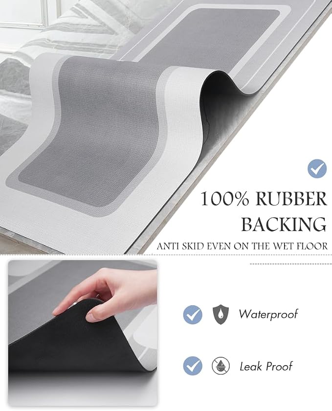 MontVoo-Bath Mat-Bath Mat Rug Non Slip Super Absorbent Stain Resistant Quick Dry Thin Bathroom Rug-Bath Mats for Bathroom Floor Bathtub Vanity-Bathmat Bath Rug Easy Care-24"x35" Gray