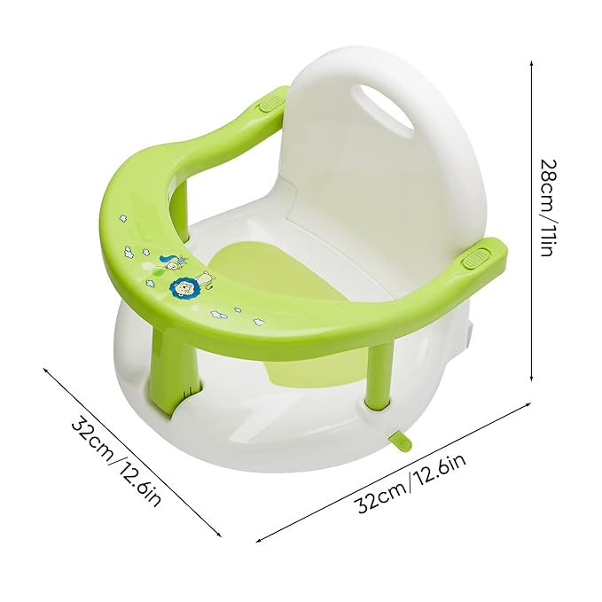 Newborn Infant Baby Bath Seat, Non-Slip Infants Baby Bath Chair for Bathtub, Cute Shape Baby Shower Chairs for Tub Sitting up, Surround Bathroom Seats for Baby 6-18 Months (Green Baby Bathtub Seat)