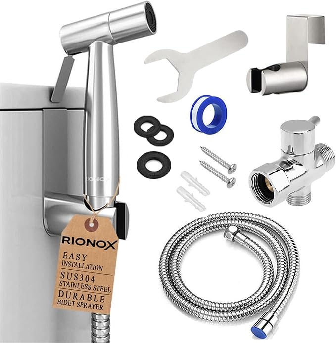 Handheld Bidet Sprayer for Toilet - Adjustable Water Pressure Jet, Bidet Attachment for Toilet, Easy Installation, Quality Stainless Steel, Durable Internals, Leakproof Design (Brushed Nickel)