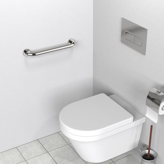 2 Pack 16 Inch Shower Grab Bar, ZUEXT Chrome Stainless Steel Bathroom Grab Bar, Shower Handle, Bathroom Balance Bar, Safety Hand Rail Support - Handicap, Elderly, Injury, Senior Assist Bath Handle
