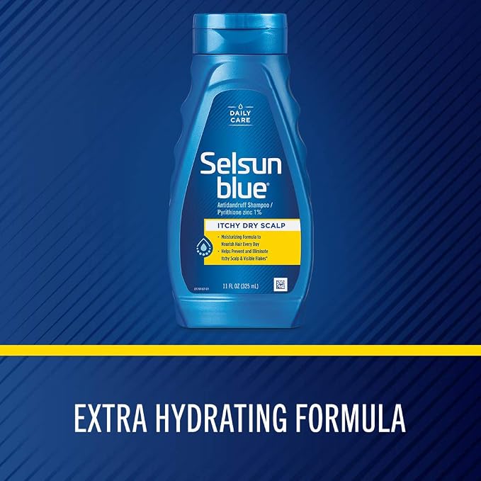 Selsun Blue Shampoo, 11 fl. oz., Itchy Dry Scalp | Anti-Dandruff | Extra-Hydrating Formula | Pyrithione Zinc 1% | Pack of 2