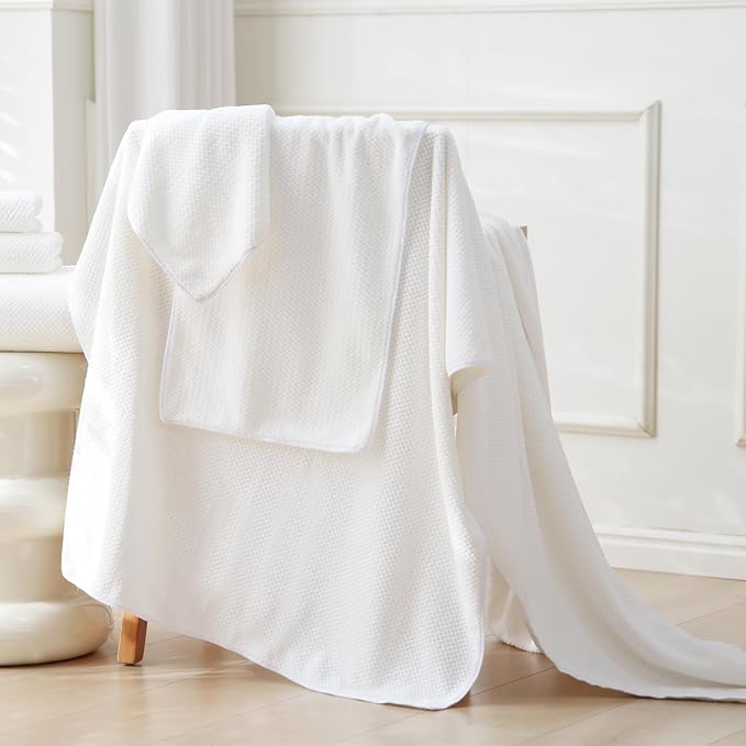 40x80 Inches Bath Sheets Towels for Adults Oversized Bath Towels Extra Large Luxury Super Soft Absorbent Quick Dry Microfiber (White, 2PCS)