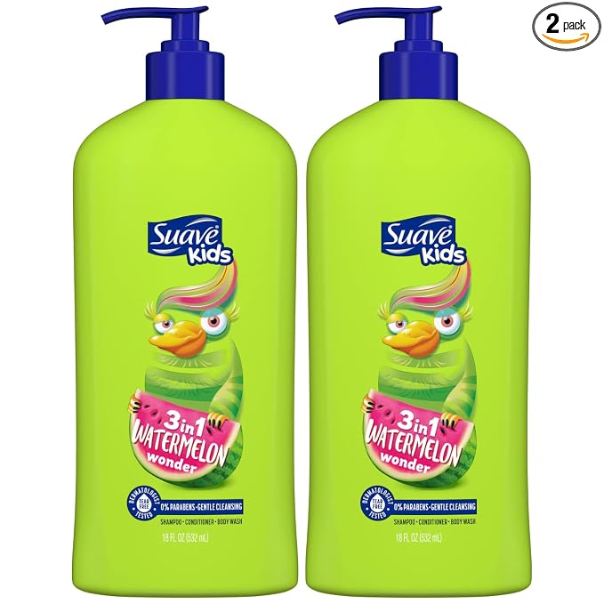 Suave Kids 3 In 1 Shampoo-Cond -Bodywash Watermelon 18 Ounce (Pack of 2)
